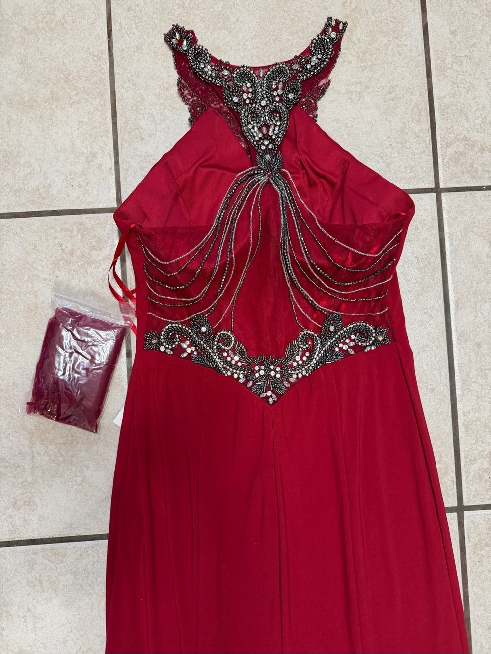 COYA Deep Red Beaded Gothic Gown NWT Vegas Mob Wife Formal Dress M - Picture 11 of 16